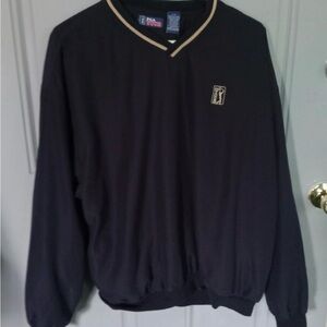 PGA Tour Black V-Neck Pullover with Gold Accents